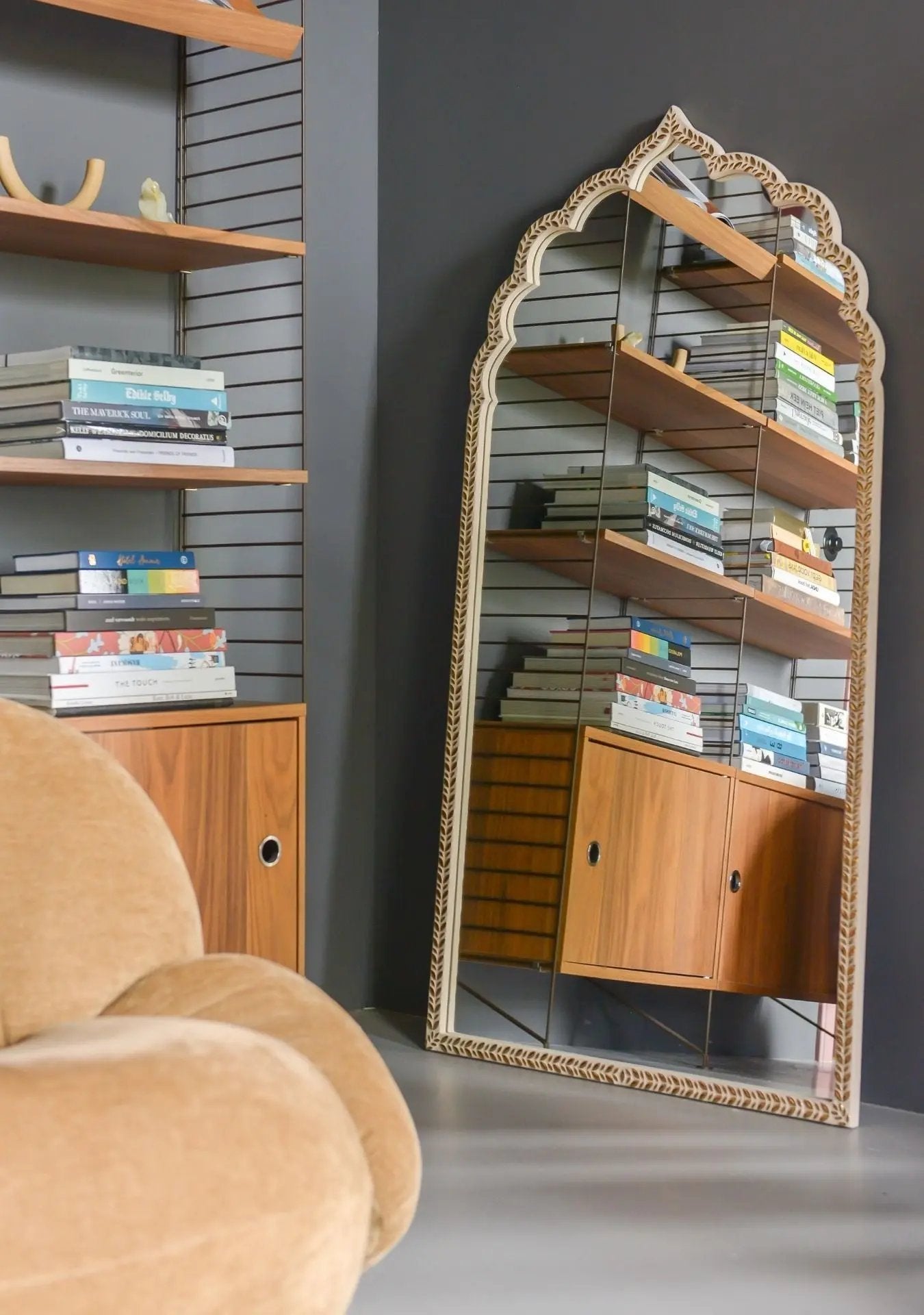 Pure Reflection gold mosaic mirror reflecting calm, beauty and timeless design.